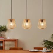 Hängeleuchte Hykeham, Länge 91 cm, natur, 3-flg., Bambus