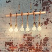 Hängeleuchte Youngstown, Länge 100 cm, schwarz/braun, 6-flg.