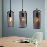 Hängelampe Roccamena, schwarz/kupferfarben, Länge 71 cm