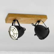 Deckenspot Gatebeck aus Holz und Metall, 2-fl.