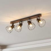 Deckenlampe Sambatello, vierflammig, braun/silber