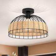 Deckenleuchte Anwick aus Stahl mit Rattangeflecht