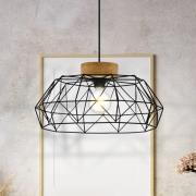 Hängelampe Padstow mit Käfigschirm und Holzdetail