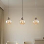 Lindby Pendelleuchte Tymoni, 3-flg., amber, Glas, Ø 20 cm