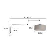 Wandlampe Bloeba, schwarz-schlamm Ausladung, 140 cm Chintz