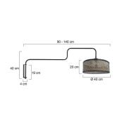 Wandlampe Bloeba, schwarz/holz, Ausladung 140 cm, Holz