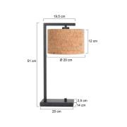 Tischlampe Stang, schwarz/braun, Höhe 51 cm, Kork