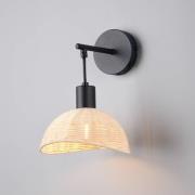 Wandleuchte Calvi, Rattan natur, schwarz, Metall, Ø 18 cm