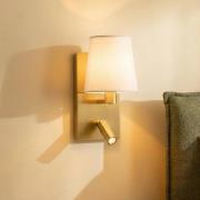 Lindby Wandleuchte Aiden, weiß, messing, LED-Leselicht