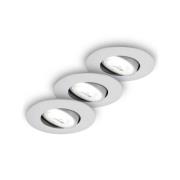 LED-Einbauleuchte Kulana A, chrom matt, 4000K, 3er-Set