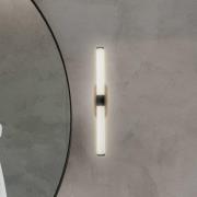 LED-Wandleuchte Runt, schwarz/holz 3.000 K IP44 Länge 40 cm