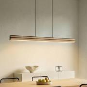 Quitani LED-Hängelampe Lisene, eiche/schwarz CCT 117cm dim.