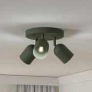 Deckenstrahler Tilston, dunkelgrün, Ø 25 cm, 3-flg., Stahl
