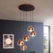 Hängeleuchte Rocamar 1, kupfer, Ø 59 cm, 5-flg., Metall/Glas
