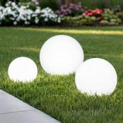 Lindby LED-Solarlampen Lago, 3er-Set, Kugeln, Erdspieß, weiß