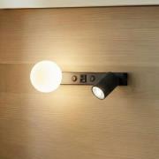 Wandleuchte Vox, schwarz, Glas, Breite 35 cm, USB