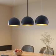 Lindby Pendellampe Tarjei, 146 cm lang, schwarz/gold, Metall