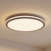 Lindby LED-Deckenleuchte Emiva, Ø 50 cm, Holz dunkel, CCT