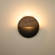 LED-Wandleuchte Luna S, schwarz/wenge, Stahl, Holz, 3.000 K