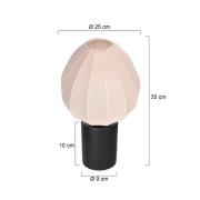 Tischlampe Bloeba, weiß/schwarz, Ø 25 cm, Leinen/Metall
