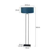 Stehlampe Stang, schwarz/Velours blau, Höhe 160 cm, E27