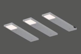 LED Rechteckleuchten-Set 3 tlg 20x5 cm von Tebü Silberfarbig / Weiss