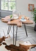 Couchtisch 60x60 ROOT Metall / Teak Holz Braun