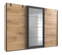 Schwebetürenschrank 270 cm Industrial Stil mit Spiegel MALMÖ