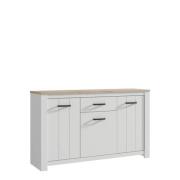 Sideboard 206 cm ELARA von Forte Weiß matt / Bianco Eiche