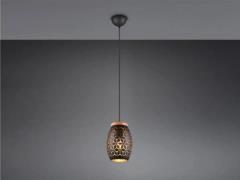 Pendelleuchte 1xE27 ?15cm Metall Holz Schwarz / Gold