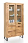Vitrine 110 cm breit TINA von Elfo Möbel Eiche teilmassiv