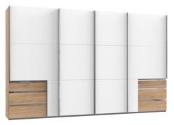 Schwebetürenschrank groß 350 cm breit mit Schubladen LEVEL36 A Weiß