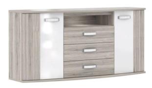 Sideboard inkl. LED-Spot RONDINO von Forte Sandeiche / Weiß