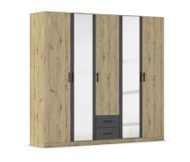 Drehtürenschrank mit Spiegel 5-türig ca. 226 cm breit Eiche Artisan / ...