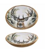 Deko-Schale rund ca. 25x6x25 cm 1 Stück HIRSCH Mangoholz Emaille