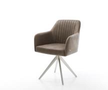 Esszimmerstuhl Greg-Flex Mikrofaser Taupe Vintage Kreuzgestell kantig ...