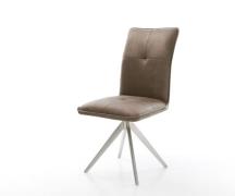 Esszimmerstuhl Maddy-Flex Mikrofaser Taupe Vintage Kreuzgestell kantig...
