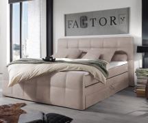 Boxspringbett Sebastiano 180x200 cm Flachgewebe Beige Bettkasten