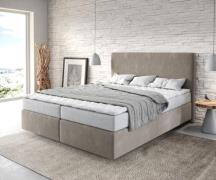 Boxspringbett Dream-Well 160x200 cm Mikrofaser Beige mit Matratze und ...