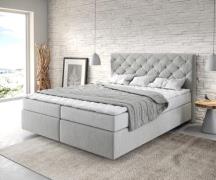 Boxspringbett Dream-Great 160x200 cm Mikrofaser Silbergrau mit Matratz...