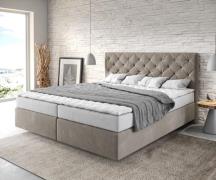 Boxspringbett Dream-Great 180x200 cm Mikrofaser Beige mit Matratze und...