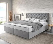 Boxspringbett Dream-Great 180x200 cm Mikrofaser Grau mit Matratze und ...