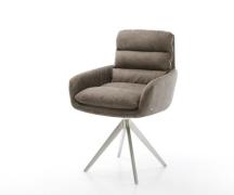 Esszimmerstuhl Abelia-Flex mit Armlehnen Mikrofaser Taupe Vintage Kreu...