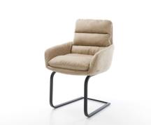 Freischwinger Abelia-Flex mit Armlehnen Mikrofaser Beige Vintage Freis...
