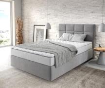 Boxspringbett Dream-Fine 120x200 cm Mikrofaser Grau mit Matratze und T...