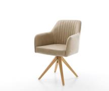 Esszimmerstuhl Greg-Flex Mikrofaser Beige Vintage Holzgestell kantig N...