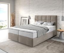 Boxspringbett Dream-Fine 140x200 cm Mikrofaser Beige mit TFK Matratze ...