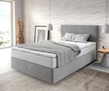 Boxspringbett Dream-Well 120x200 cm Mikrofaser Grau mit TFK Matratze u...