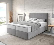 Boxspringbett Dream-Well 140x200 cm Mikrofaser Grau mit TFK Matratze u...