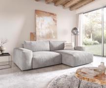 Ecksofa Lanzo XL 270x180 cm Cord Silbergrau Recamiere variabel